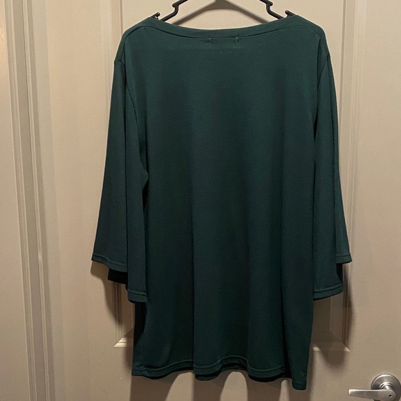 Amaryllis Dark Green Bell Sleeve Top | Plus Size 2X | Feminine & Versatile - Picture 6 of 6